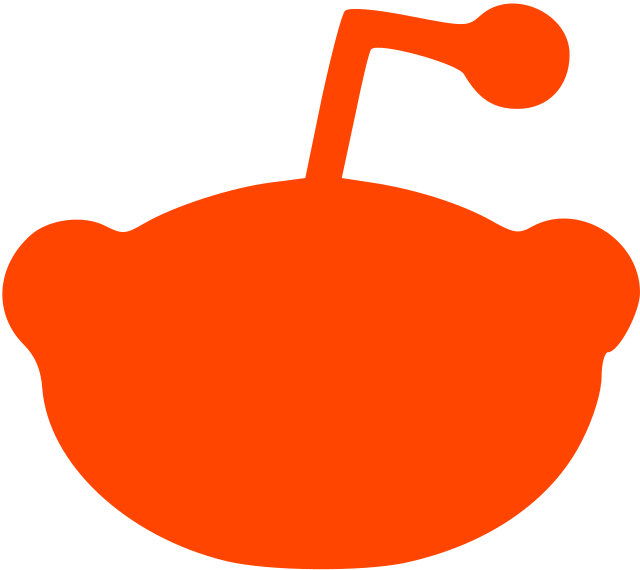 The logo for the website Reddit. Features a creature they call snoo. A filled in red outline.