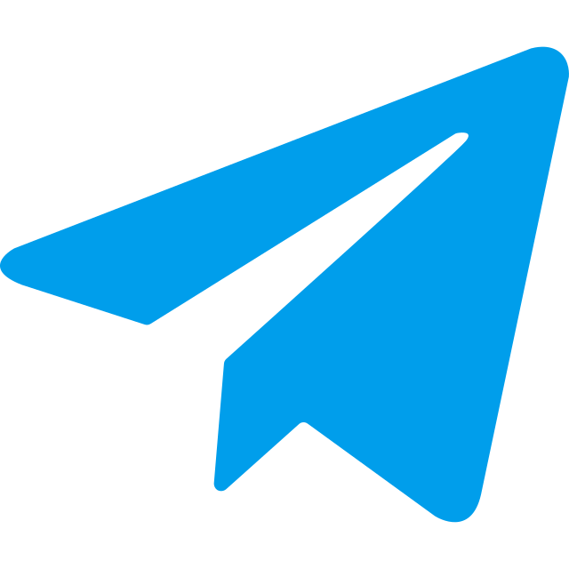 The logo for the app Telegram. Includes a blue outline of a paper plane